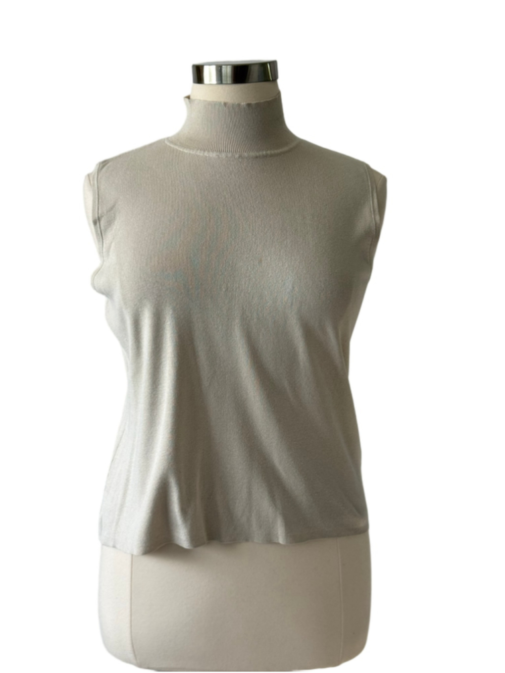 Chico's Silk Blend Mock Neck Sleeveless Top Beige Size 16 (Chico’s 3)